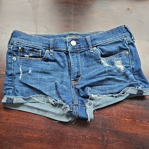 Abercrombie & Fitch Blue Distressed Jean Shorts - Picture 1 of 3
